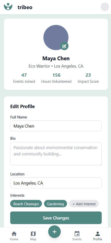 profile page